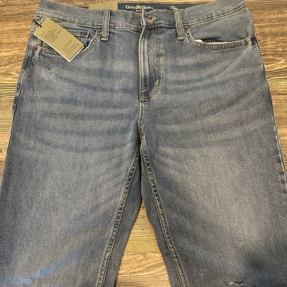 Men's Slim Fit Hemp Jeans Robson Goodfellow & Co Blue Denim Size 34x34. NWT